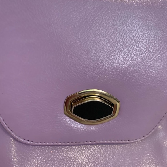 Purple Faux Leather Backpack with Modern Clasp - Picture 6 of 10